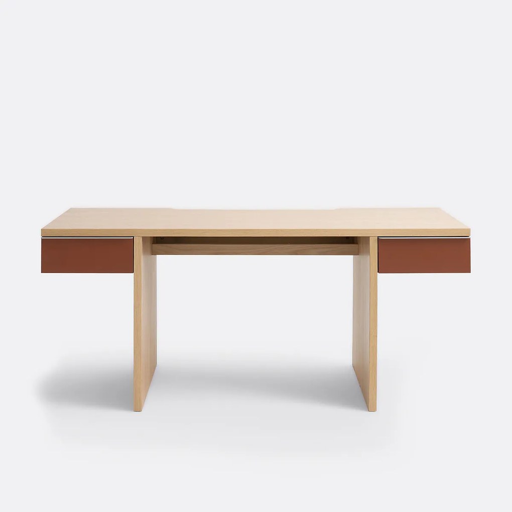 XL bureau in eikenfineer, 2 gelakte laden, SIEM