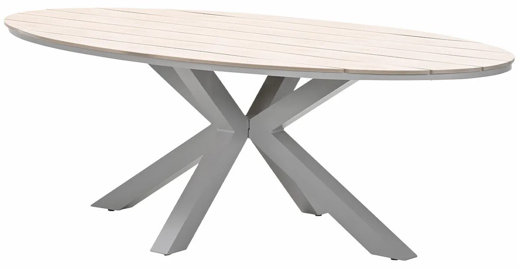 Garden Impressions Lucas tuinset 7-delig valley sand - Tulli tuintafel 220x115 cm - light teak vironwood
