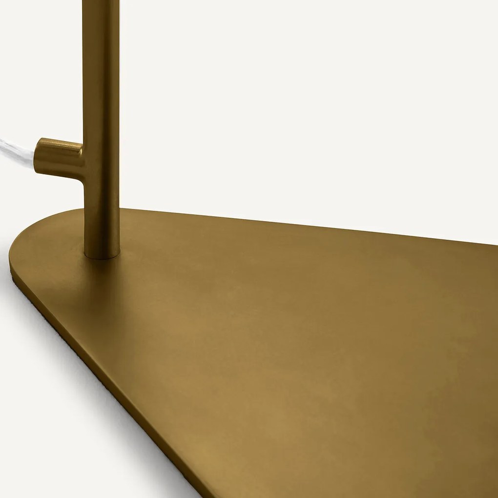 Tafellamp, messing en bewerkt glas, Mistinguett