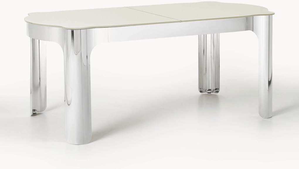 Eettafel Georgia met glazen tafelblad, in verschillende formaten
