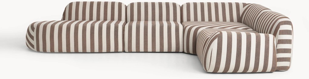 Gestreepte XL modulaire hoekbank Wolke met chaise longue