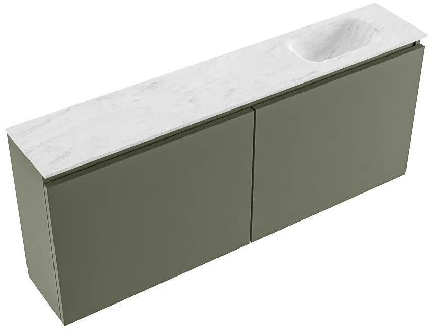 Mondiaz Ture DLux toiletmeubel 120cm army met wastafel opalo rechts met kraangat