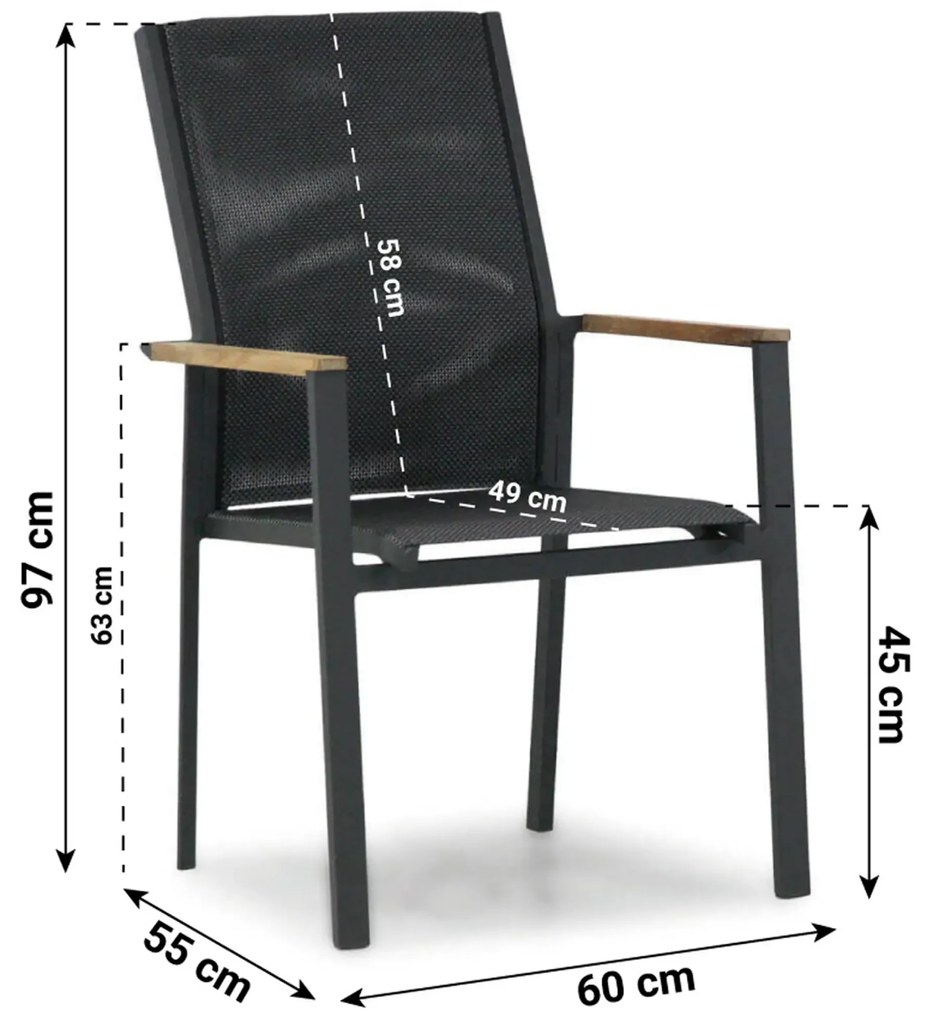 Tuinset 4 personen 100 cm Aluminium/textileen Grijs Presto Ricadi/Borello