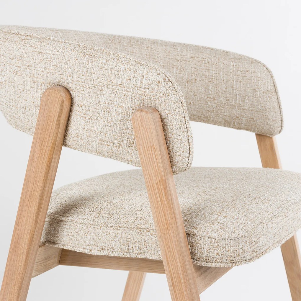 Zuiver Bright Eiken Eetkamerstoel Met Armleuningen Beige