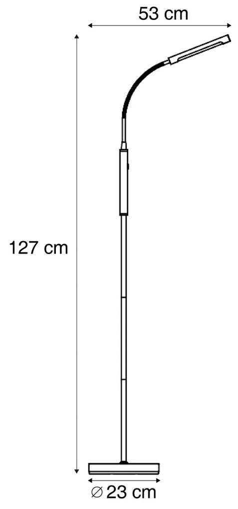 Moderne vloerlamp staal incl. LED 3-staps dimbaar oplaadbaar - Statler