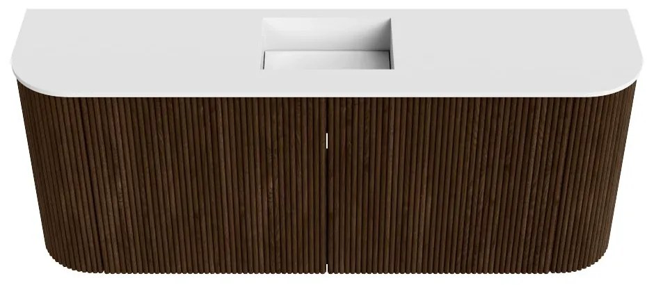 Mondiaz Joya 105cm toiletmeubel ronding links/rechts walnut met wastafel faye midden zonder kraangat talc