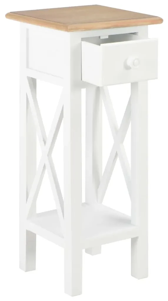 vidaXL Bijzettafel 27x27x65,5 cm hout wit