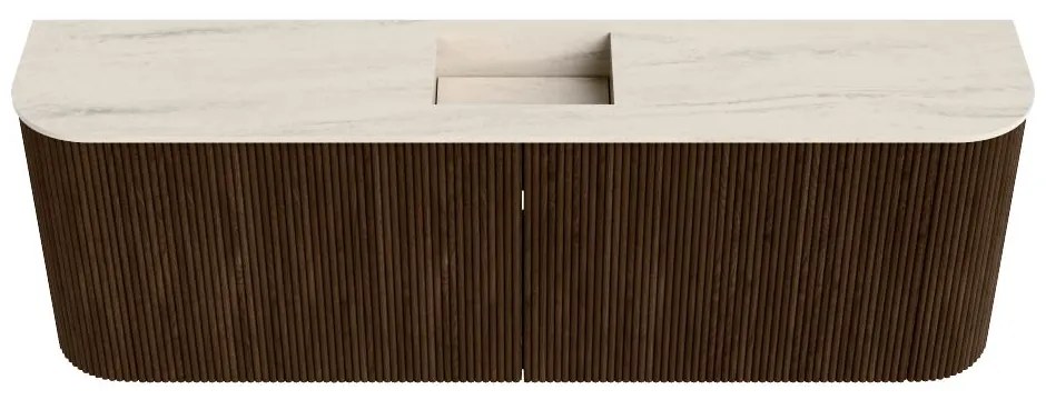 Mondiaz Joya DLux 125cm toiletmeubel ronding links/rechts walnut met wastafel faye midden 1 kraangat meli