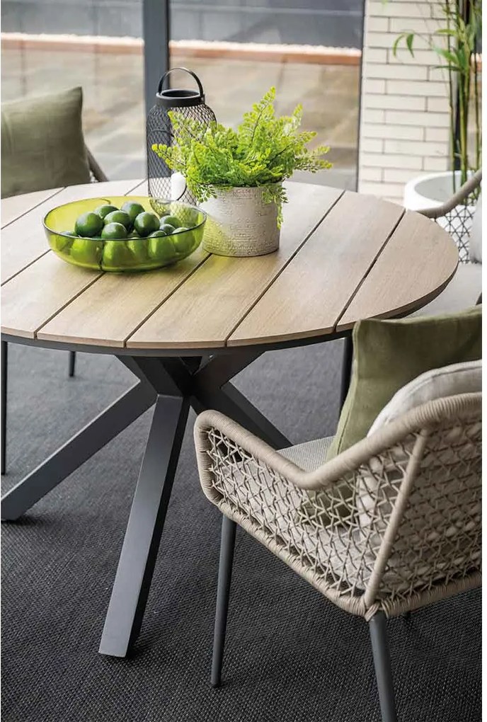 Garden Impressions Pemba tuinset 5-delig - Tulli tuintafel Ø122x75 cm - light teak vironwood