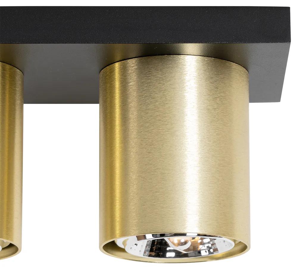 Moderne plafondSpot / Opbouwspot / Plafondspot zwart met goud 4-lichts - Tubo Modern GU10 Binnenverlichting Lamp