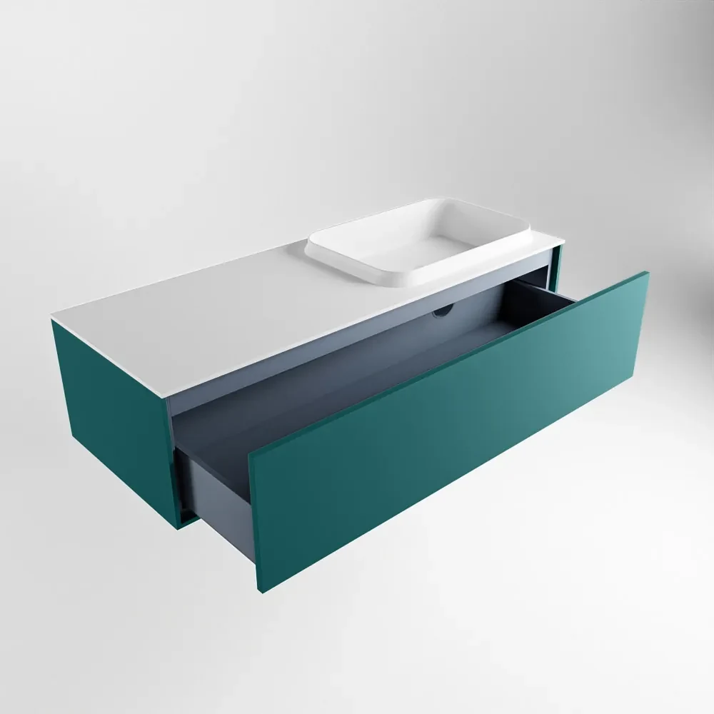 Mondiaz Erin 120cm badmeubel Smag met 1 lade en witte wastafel rechts zonder kraangaten