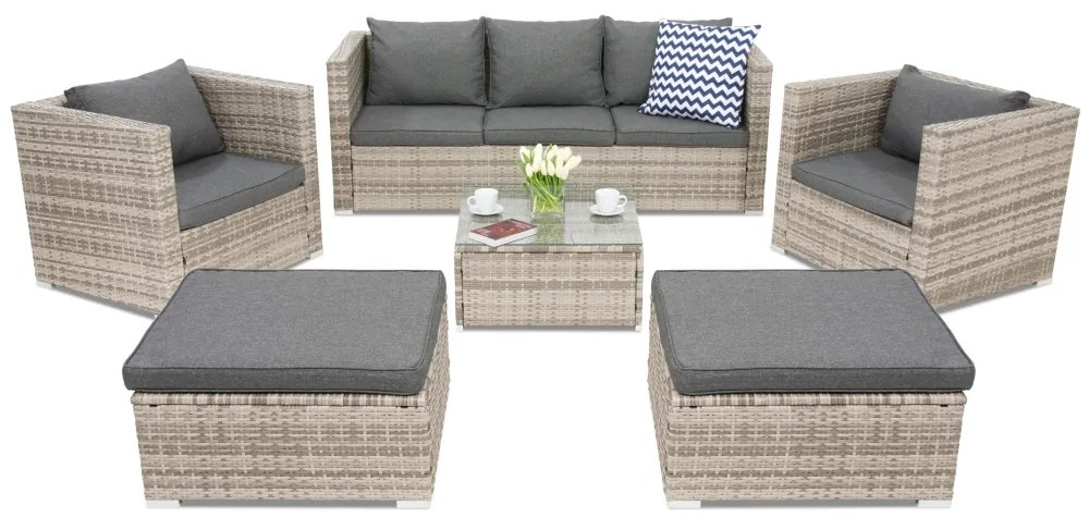 Roma Coffee 5 + 2 Tuinpunt grijs technorattan tuinmeubelen