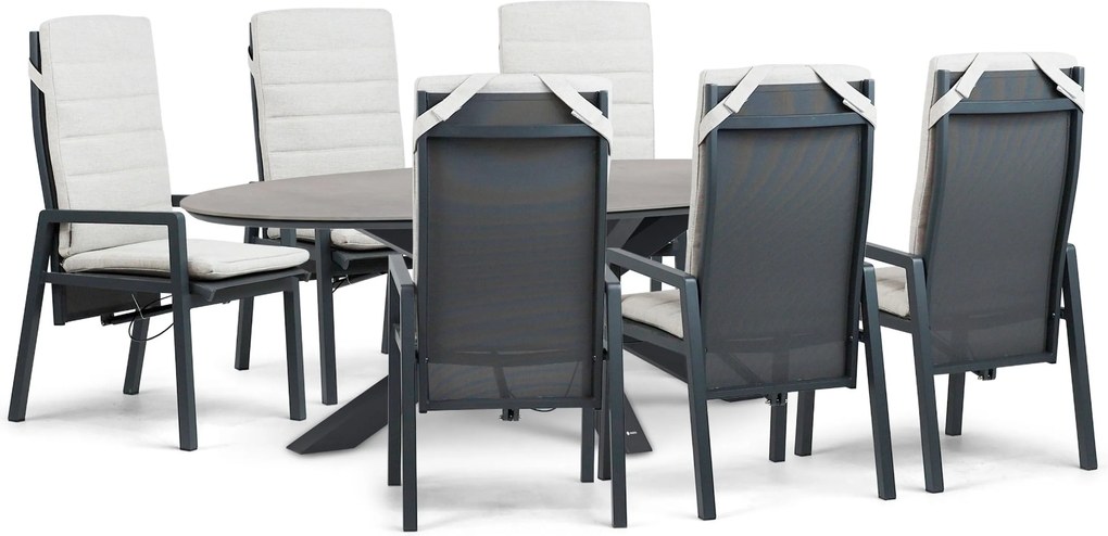 Tuinset 6 personen 240 cm Aluminium Grijs Lifestyle Garden Furniture Vivaro/Lunea