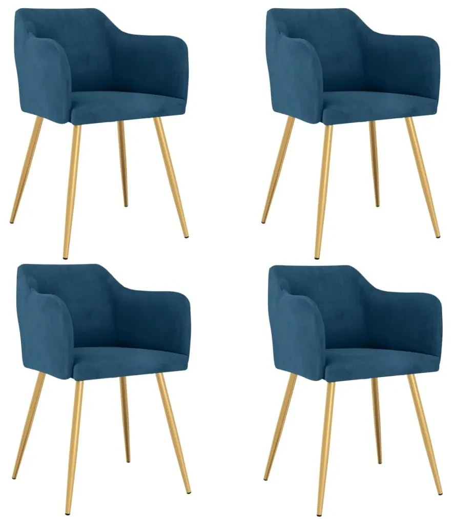 vidaXL Eetkamerstoelen 4 st fluweel blauw