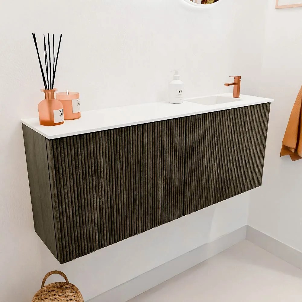 Mondiaz Joya 100cm toiletmeubel shadow met wastafel faye rechts 1 kraangat talc