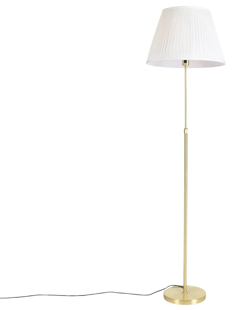 Vloerlamp goud/messing met plisse kap crème 45 cm - Parte Landelijk / Rustiek E27 cilinder / rond rond Binnenverlichting Lamp