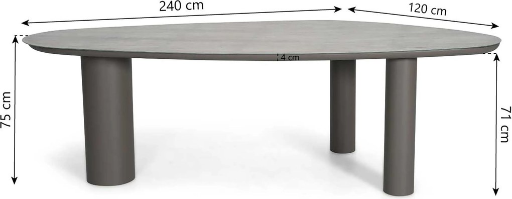 Tuinset 6 personen 240 cm Aluminium Taupe Apple Bee Pine