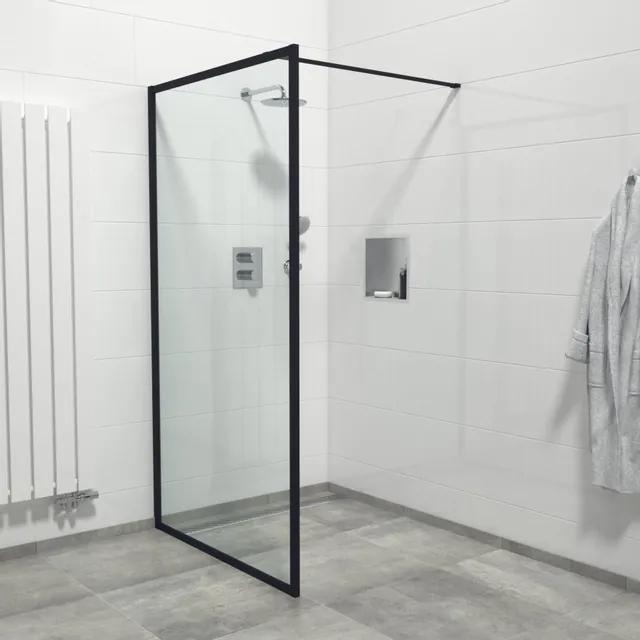 Saniclass Bellini Inloopdouche - 110x200cm - veiligheidsglas - mat zwarte lijst rondom - anti kalk Mirrors-110