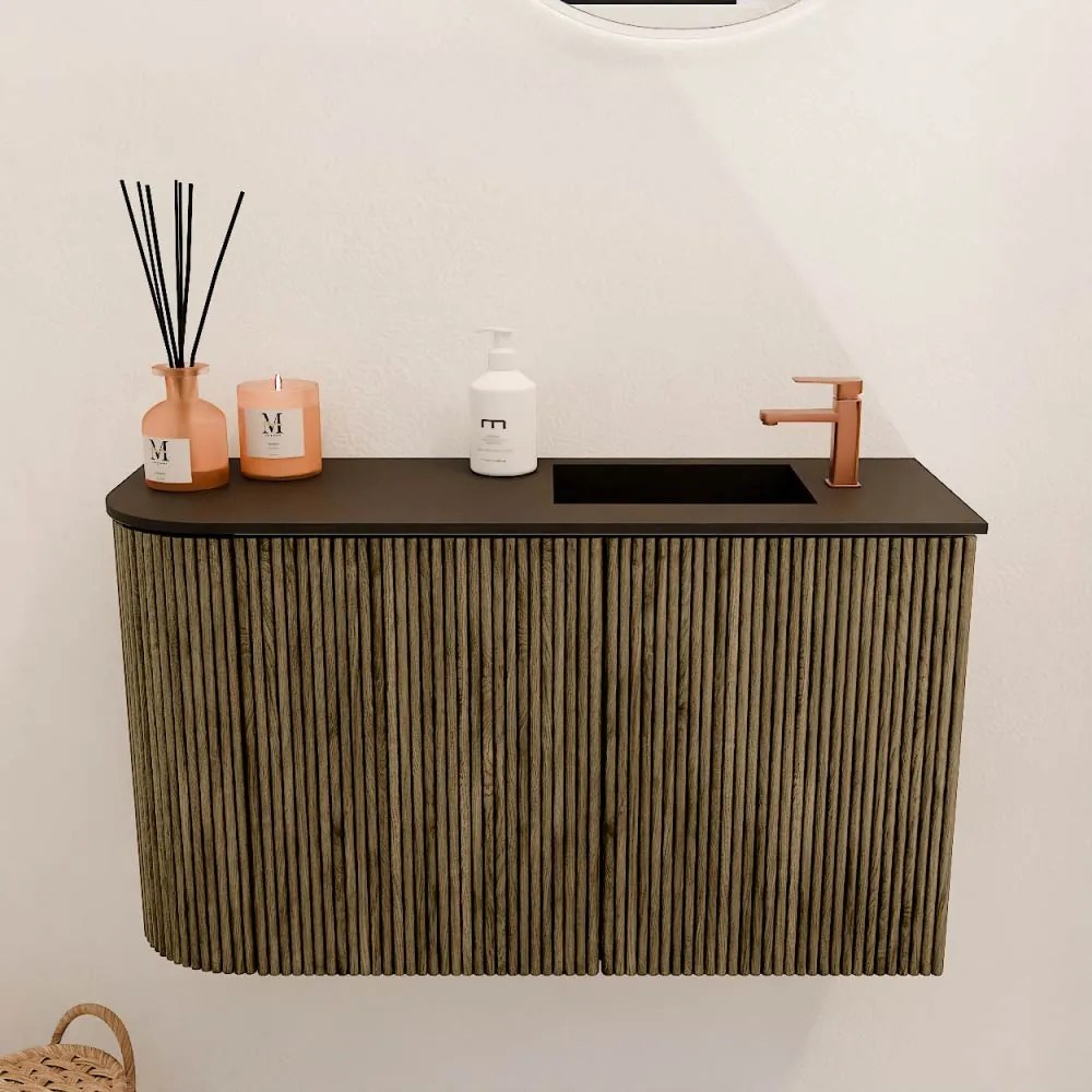 Mondiaz Joya 70cm toiletmeubel ronding links dusk met wastafel faye rechts 1 kraangat urban