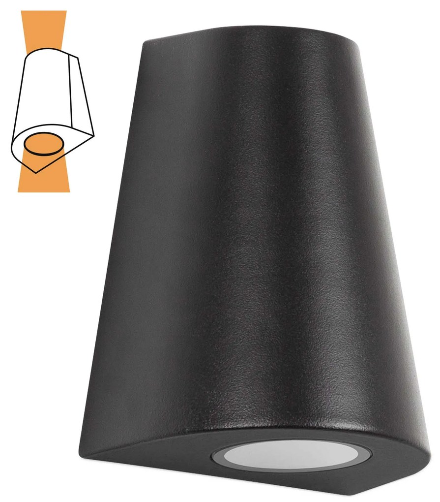 Cone Up en Down Muurlamp Zwart met Lichtsensor LED