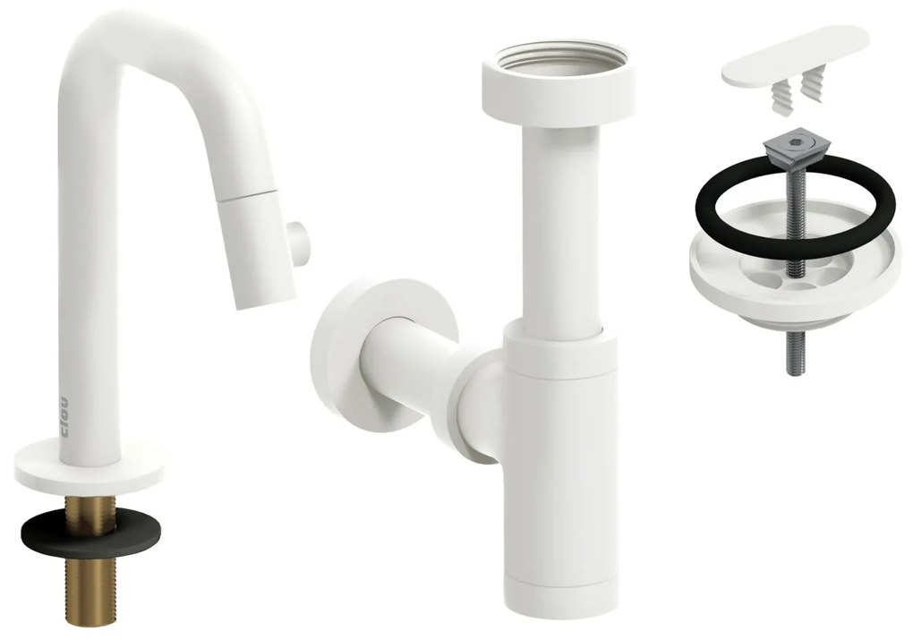 Clou Kaldur fonteinkraan met accessoires wit mat