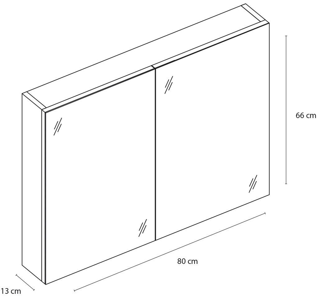 Differnz Shallow spiegelkast 80cm antraciet