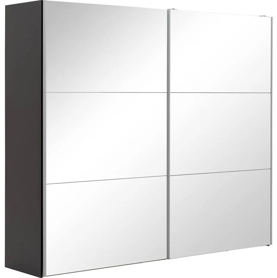 Goossens Kledingkast Easy Storage Sdk, 253 cm breed, 220 cm hoog, 2x 3 paneel spiegel schuifdeuren