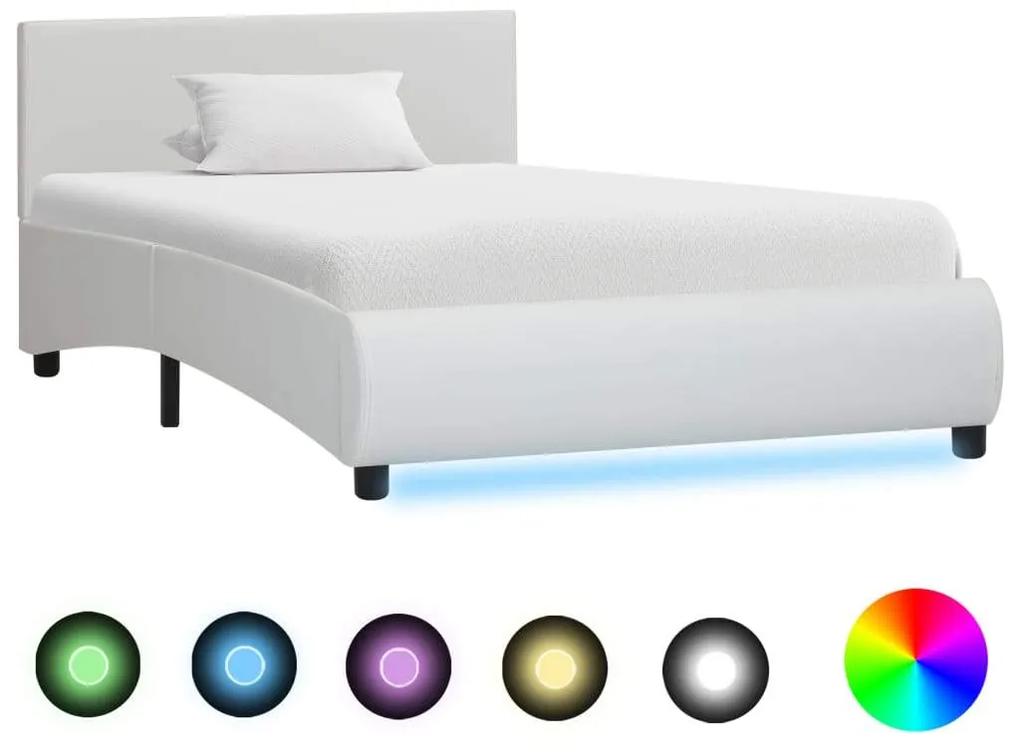 Medina Bedframe met LED kunstleer wit 100x200 cm