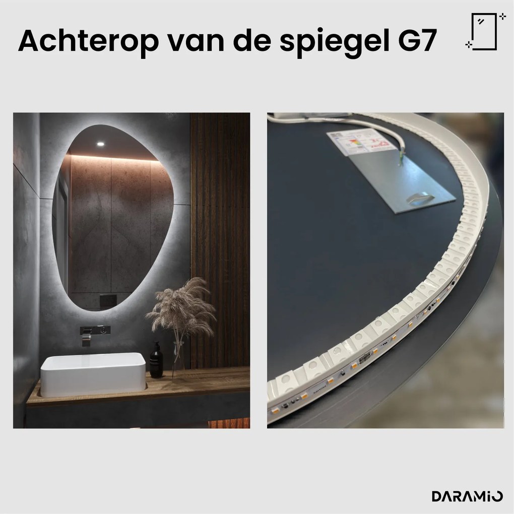 Kiezelvormige spiegel met LED-verlichting G7