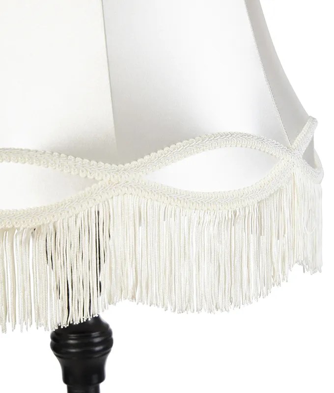 Vloerlamp zwart met Granny kap creme - Classico