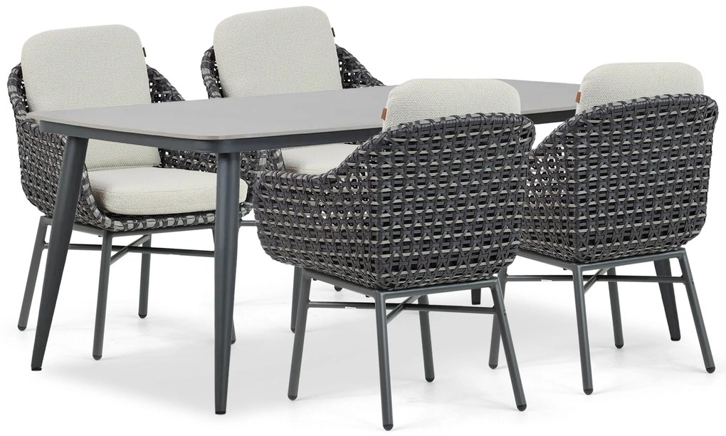 Tuinset 4 personen 180 cm Aluminium/wicker Grijs Santika Furniture Santika