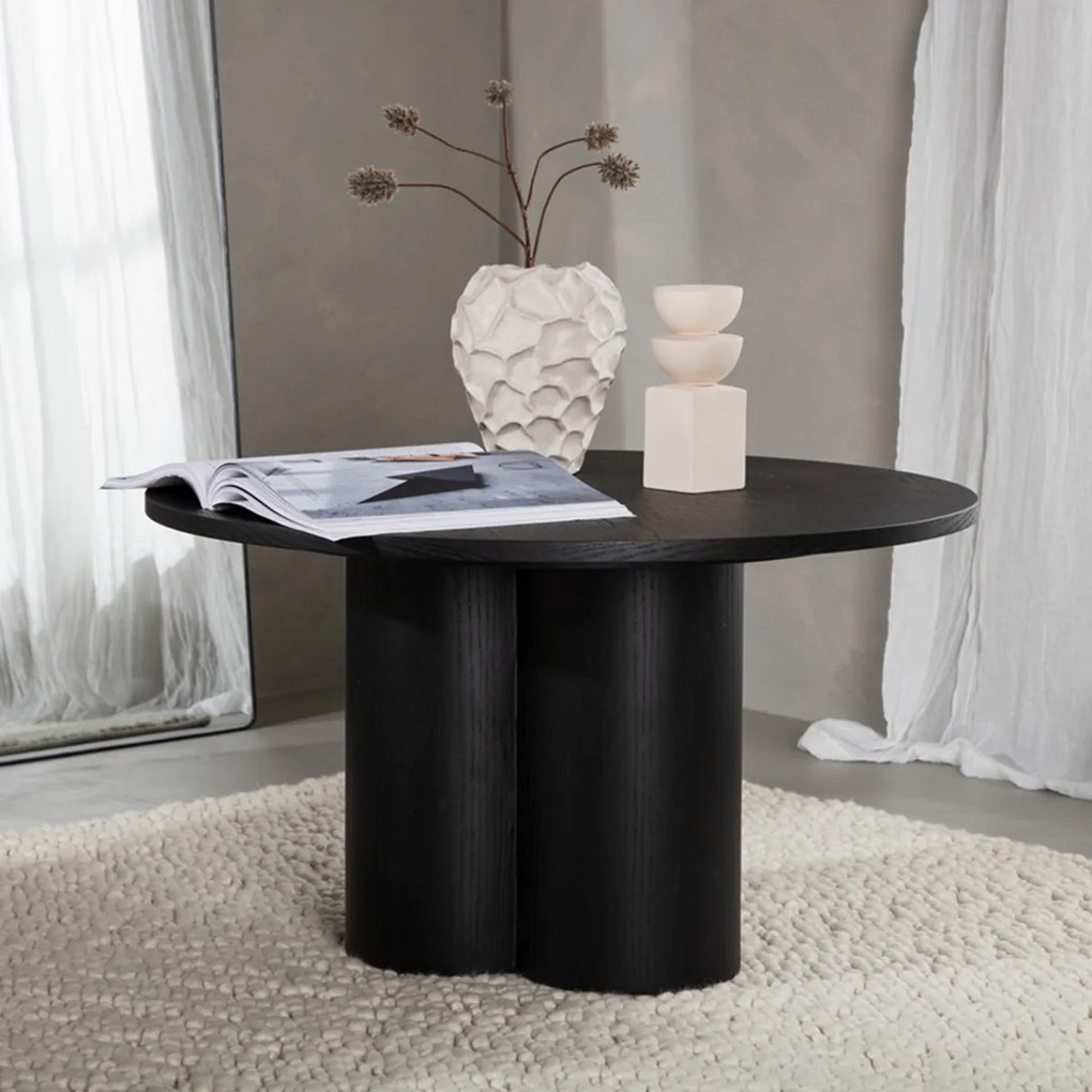 Salontafel Met Cilindervormige Poten Zwart - 80 X 80cm.