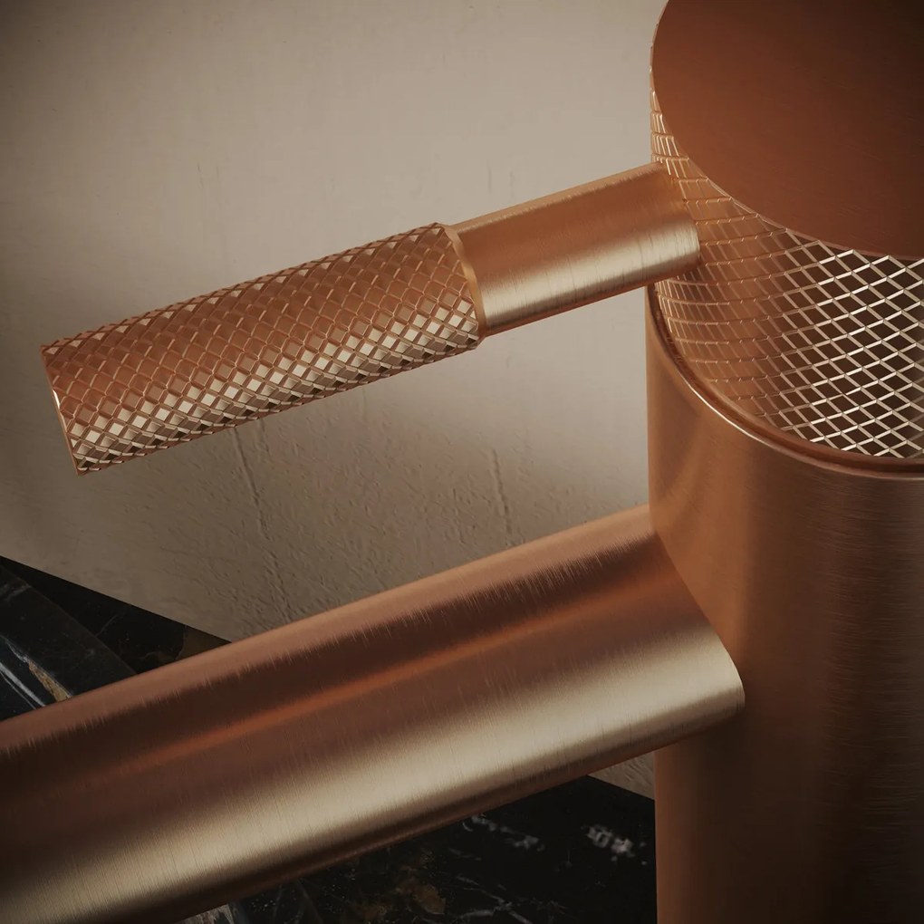 Saniclear Copper Curved verhoogde wastafelkraan geborsteld koper