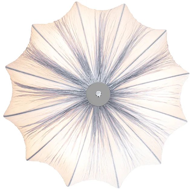 Japandi plafondlamp grijs zijden 52cm 3-lichts - Plu