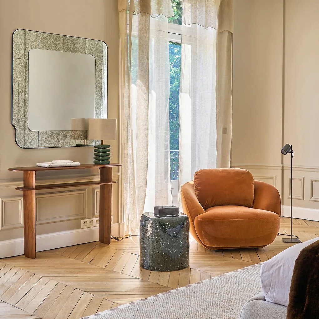 Vierkante spiegel met antiek afgewerkte glasranden, hoogte 105 cm, ORIS