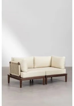 2-delige Modulaire Bank Met 2 Hoekfauteuils In Acacia Giulia Beige – Crème - Sklum