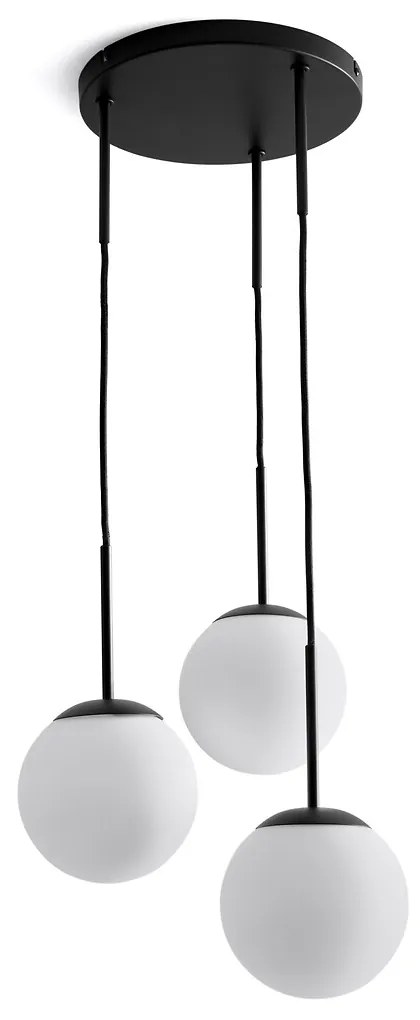 Tros hanglamp in metaal en opaline, Theide