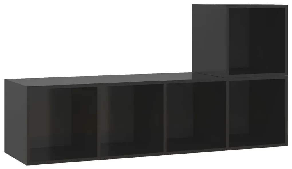 vidaXL 2-delige Tv-meubelset spaanplaat hoogglans zwart