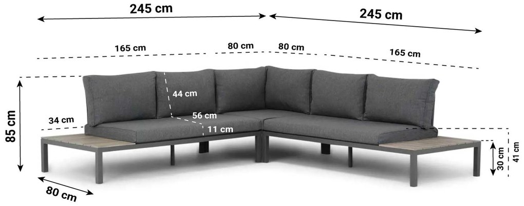 Loungeset 5 personen Aluminium Grijs Domani Furniture La Festa