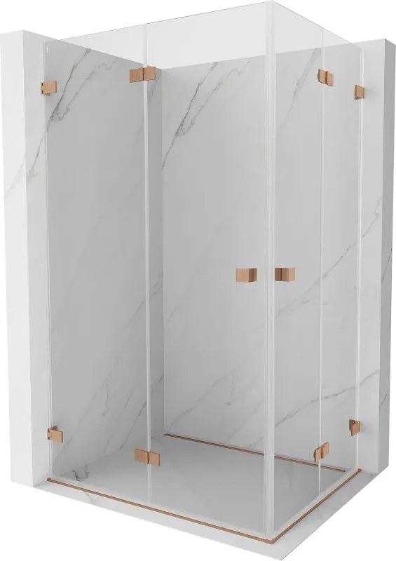 Mexen Lunar-F Duo vouwbare douchecabine 100 x 80 cm, transparant, geborsteld koper - 836-100L-080P-65-00