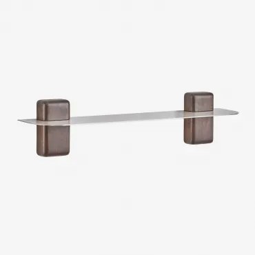 Set Van 2 Wandplanken Van Roestvrij Staal Serbian ↔︎ 80 Cm & Donker Handvat Hout - Sklum