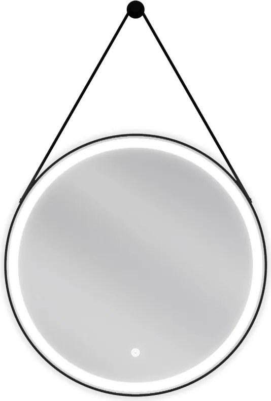 Mexen Reni verlichte ronde spiegel voor badkamer, 60 cm, LED 6000K, anti-condens, zwarte rand - 9812-060-060-611-70