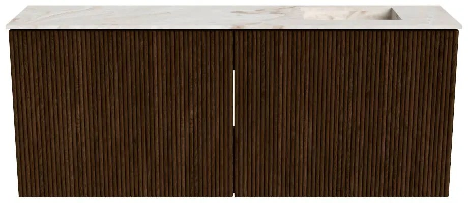 Mondiaz Joya DLux 100cm toiletmeubel walnut met wastafel faye rechts zonder kraangat frappe