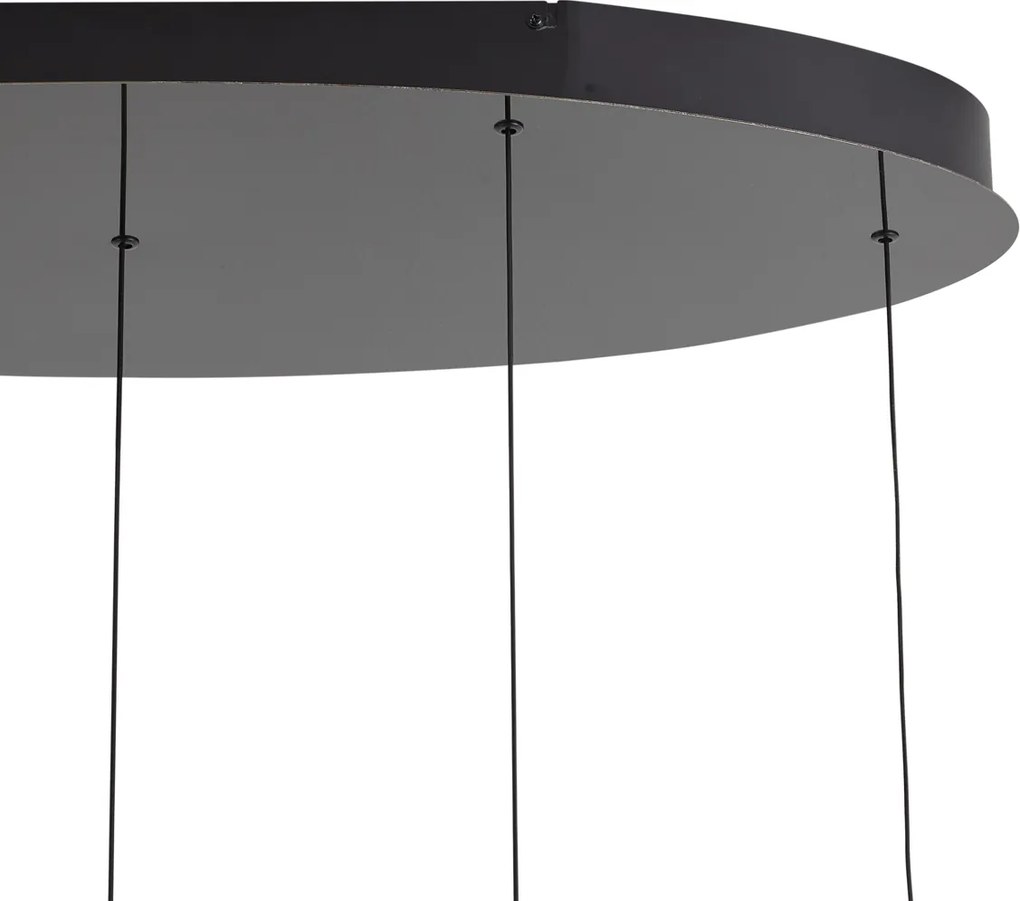 Design hanglamp gunmetal met groen glas incl. LED 3-staps dimbaar 5-lichts easylift - Fiera