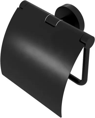 Geesa Nemox black closetrolhouder met klep mat zwart 91650806