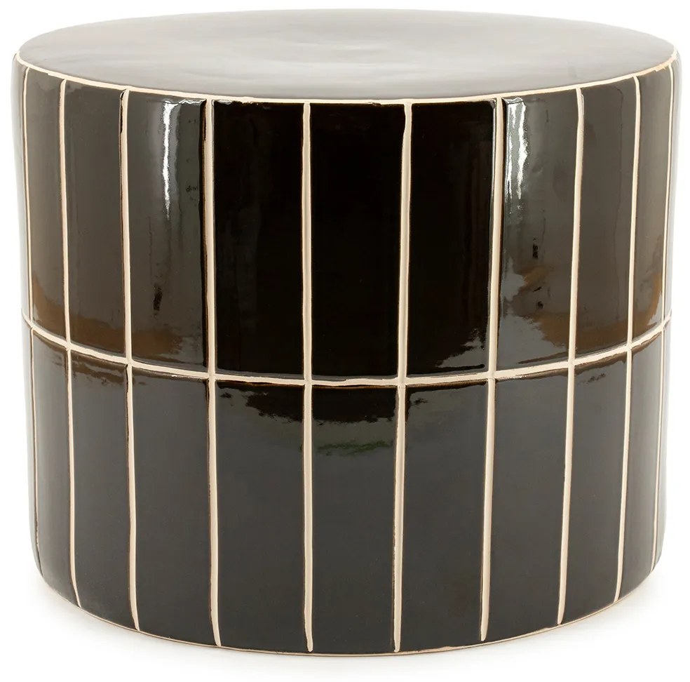 Rond Laag Tafeltje Bruin - 42 X 42cm.