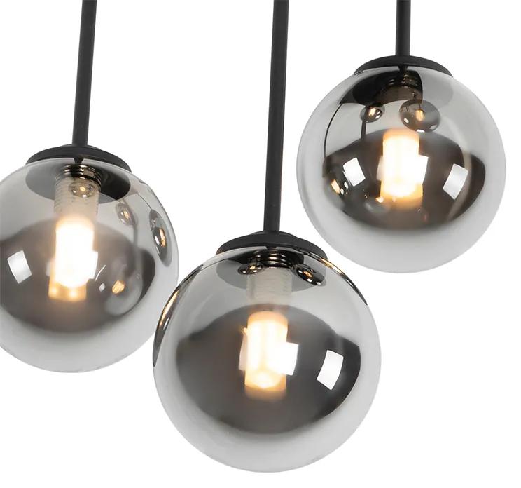 Moderne plafondlamp zwart 5-lichts met smoke glas - Athens Landelijk G9 rond Binnenverlichting Lamp
