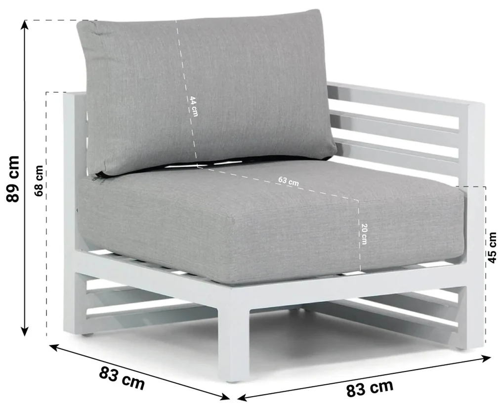 Hoek loungeset 2 personen Aluminium Wit Santika Furniture Santika Jaya