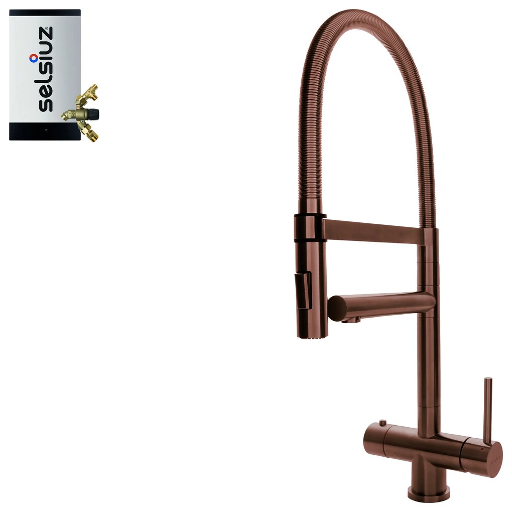 Selsiuz Inox XL kokend water kraan met combi extra boiler copper