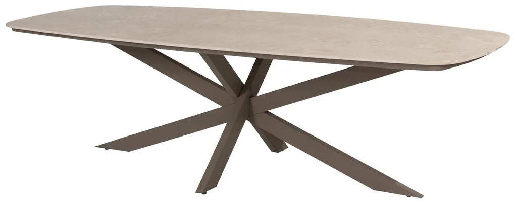4 Seasons Outdoor Capalbio low dining tuinset terre met Nevada tuintafel 250 cm TuinsetTuinstoel bruin weerbestendig